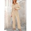imagePRETTYGARDEN Womens 2 Piece Sets 2025 Fall Casual Textured Button Down Shirt Wide Leg Pants Outfits Loungewear TracksuitApricot