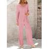 imagePRETTYGARDEN Womens 2 Piece Sets 2025 Fall Casual Textured Button Down Shirt Wide Leg Pants Outfits Loungewear TracksuitDusty Pink
