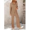 imagePRETTYGARDEN Womens 2 Piece Sets 2025 Fall Casual Textured Button Down Shirt Wide Leg Pants Outfits Loungewear TracksuitKhaki