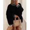 imagePRETTYGARDEN Womens 2025 Fall Oversized Pullover Sweaters Long Sleeve Mock Neck Chunky Knit Jumper Tops Winter ClothingBlack