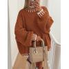 imagePRETTYGARDEN Womens 2025 Fall Oversized Pullover Sweaters Long Sleeve Mock Neck Chunky Knit Jumper Tops Winter ClothingBrick Red