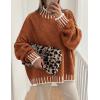 imagePRETTYGARDEN Womens 2025 Fall Oversized Pullover Sweaters Long Sleeve Mock Neck Chunky Knit Jumper Tops Winter ClothingBrick Red