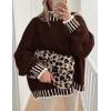 imagePRETTYGARDEN Womens 2025 Fall Oversized Pullover Sweaters Long Sleeve Mock Neck Chunky Knit Jumper Tops Winter ClothingBrown