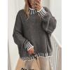 imagePRETTYGARDEN Womens 2025 Fall Oversized Pullover Sweaters Long Sleeve Mock Neck Chunky Knit Jumper Tops Winter ClothingGrey