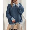 imagePRETTYGARDEN Womens 2025 Fall Oversized Pullover Sweaters Long Sleeve Mock Neck Chunky Knit Jumper Tops Winter ClothingGrey Blue
