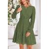 imagePRETTYGARDEN Womens 2025 Long Sleeve Mini Dress Eyelet V Neck A Line Casual Elegant Holiday Wedding Guest Party DressesArmy Green