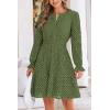 imagePRETTYGARDEN Womens 2025 Long Sleeve Mini Dress Eyelet V Neck A Line Casual Elegant Holiday Wedding Guest Party DressesArmy Green