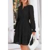 imagePRETTYGARDEN Womens 2025 Long Sleeve Mini Dress Eyelet V Neck A Line Casual Elegant Holiday Wedding Guest Party DressesBlack