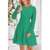 imagePRETTYGARDEN Womens 2025 Long Sleeve Mini Dress Eyelet V Neck A Line Casual Elegant Holiday Wedding Guest Party DressesGreen