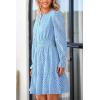imagePRETTYGARDEN Womens 2025 Long Sleeve Mini Dress Eyelet V Neck A Line Casual Elegant Holiday Wedding Guest Party DressesLight Blue