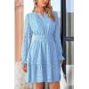 imagePRETTYGARDEN Womens 2025 Long Sleeve Mini Dress Eyelet V Neck A Line Casual Elegant Holiday Wedding Guest Party DressesLight Blue