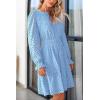 imagePRETTYGARDEN Womens 2025 Long Sleeve Mini Dress Eyelet V Neck A Line Casual Elegant Holiday Wedding Guest Party DressesLight Blue