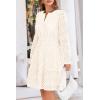 imagePRETTYGARDEN Womens 2025 Long Sleeve Mini Dress Eyelet V Neck A Line Casual Elegant Holiday Wedding Guest Party DressesWhite