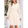 imagePRETTYGARDEN Womens 2025 Long Sleeve Mini Dress Eyelet V Neck A Line Casual Elegant Holiday Wedding Guest Party DressesWhite