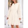 imagePRETTYGARDEN Womens 2025 Long Sleeve Mini Dress Eyelet V Neck A Line Casual Elegant Holiday Wedding Guest Party DressesWhite