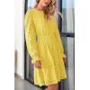 imagePRETTYGARDEN Womens 2025 Long Sleeve Mini Dress Eyelet V Neck A Line Casual Elegant Holiday Wedding Guest Party DressesYellow
