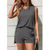 imagePRETTYGARDEN Womens 2025 Summer 2 Piece Shorts Sets V Neck Long Tank Tops High Waisted Loose Fit Matching Travel OutfitsDark Grey