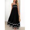 imagePRETTYGARDEN Womens 2025 Summer Flowy Maxi Dress Casual Sleeveless Spaghetti Strap Ruffle Beach Long DressesBlack