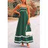 imagePRETTYGARDEN Womens 2025 Summer Flowy Maxi Dress Casual Sleeveless Spaghetti Strap Ruffle Beach Long DressesDark Green