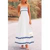 imagePRETTYGARDEN Womens 2025 Summer Flowy Maxi Dress Casual Sleeveless Spaghetti Strap Ruffle Beach Long DressesWhite Blue
