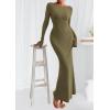 imagePRETTYGARDEN Womens Fall Fashion 2025 Long Sleeve Maxi Dress Ribbed Knit Boat Neck Bodycon Casual Dresses Going Out OutfitsArmy Green
