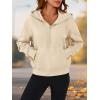 imagePRETTYGARDEN Womens Half Zip Up Hoodies 2025 Fall Long Sleeve Cropped Pullover Oversized Sweatshirt Fashion Y2K ClothesBeige