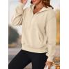 imagePRETTYGARDEN Womens Half Zip Up Hoodies 2025 Fall Long Sleeve Cropped Pullover Oversized Sweatshirt Fashion Y2K ClothesBeige