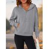 imagePRETTYGARDEN Womens Half Zip Up Hoodies 2025 Fall Long Sleeve Cropped Pullover Oversized Sweatshirt Fashion Y2K ClothesDark Grey