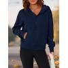 imagePRETTYGARDEN Womens Half Zip Up Hoodies 2025 Fall Long Sleeve Cropped Pullover Oversized Sweatshirt Fashion Y2K ClothesNavy
