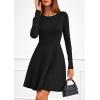 imagePRETTYGARDEN Womens Long Sleeve Cocktail Mini Dress 2025 Fall Crew Neck A Line Homecoming Party Short Dresses Elegant ClassyBlack