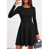 imagePRETTYGARDEN Womens Long Sleeve Cocktail Mini Dress 2025 Fall Crew Neck A Line Homecoming Party Short Dresses Elegant ClassyBlack