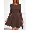 imagePRETTYGARDEN Womens Long Sleeve Cocktail Mini Dress 2025 Fall Crew Neck A Line Homecoming Party Short Dresses Elegant ClassyBrown