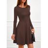 imagePRETTYGARDEN Womens Long Sleeve Cocktail Mini Dress 2025 Fall Crew Neck A Line Homecoming Party Short Dresses Elegant ClassyBrown
