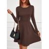 imagePRETTYGARDEN Womens Long Sleeve Cocktail Mini Dress 2025 Fall Crew Neck A Line Homecoming Party Short Dresses Elegant ClassyBrown