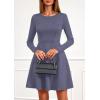 imagePRETTYGARDEN Womens Long Sleeve Cocktail Mini Dress 2025 Fall Crew Neck A Line Homecoming Party Short Dresses Elegant ClassyGrey Blue