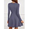imagePRETTYGARDEN Womens Long Sleeve Cocktail Mini Dress 2025 Fall Crew Neck A Line Homecoming Party Short Dresses Elegant ClassyGrey Blue