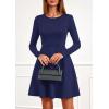 imagePRETTYGARDEN Womens Long Sleeve Cocktail Mini Dress 2025 Fall Crew Neck A Line Homecoming Party Short Dresses Elegant ClassyNavy Blue