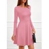 imagePRETTYGARDEN Womens Long Sleeve Cocktail Mini Dress 2025 Fall Crew Neck A Line Homecoming Party Short Dresses Elegant ClassyPink