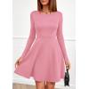imagePRETTYGARDEN Womens Long Sleeve Cocktail Mini Dress 2025 Fall Crew Neck A Line Homecoming Party Short Dresses Elegant ClassyPink