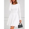 imagePRETTYGARDEN Womens Long Sleeve Cocktail Mini Dress 2025 Fall Crew Neck A Line Homecoming Party Short Dresses Elegant ClassyWhite