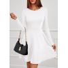 imagePRETTYGARDEN Womens Long Sleeve Cocktail Mini Dress 2025 Fall Crew Neck A Line Homecoming Party Short Dresses Elegant ClassyWhite