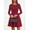 imagePRETTYGARDEN Womens Long Sleeve Cocktail Mini Dress 2025 Fall Crew Neck A Line Homecoming Party Short Dresses Elegant ClassyWine Red