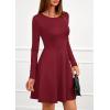 imagePRETTYGARDEN Womens Long Sleeve Cocktail Mini Dress 2025 Fall Crew Neck A Line Homecoming Party Short Dresses Elegant ClassyWine Red