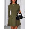 imagePRETTYGARDEN Womens Long Sleeve Mini Dress 2025 Fall Bodycon Mock Neck Elegant Business Work Party Short DressesArmy Green