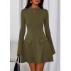 imagePRETTYGARDEN Womens Long Sleeve Mini Dress 2025 Fall Bodycon Mock Neck Elegant Business Work Party Short DressesArmy Green