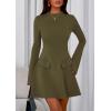 imagePRETTYGARDEN Womens Long Sleeve Mini Dress 2025 Fall Bodycon Mock Neck Elegant Business Work Party Short DressesArmy Green