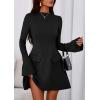 imagePRETTYGARDEN Womens Long Sleeve Mini Dress 2025 Fall Bodycon Mock Neck Elegant Business Work Party Short DressesBlack