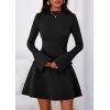 imagePRETTYGARDEN Womens Long Sleeve Mini Dress 2025 Fall Bodycon Mock Neck Elegant Business Work Party Short DressesBlack