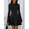 imagePRETTYGARDEN Womens Long Sleeve Mini Dress 2025 Fall Bodycon Mock Neck Elegant Business Work Party Short DressesBlack