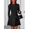 imagePRETTYGARDEN Womens Long Sleeve Mini Dress 2025 Fall Bodycon Mock Neck Elegant Business Work Party Short DressesBlack